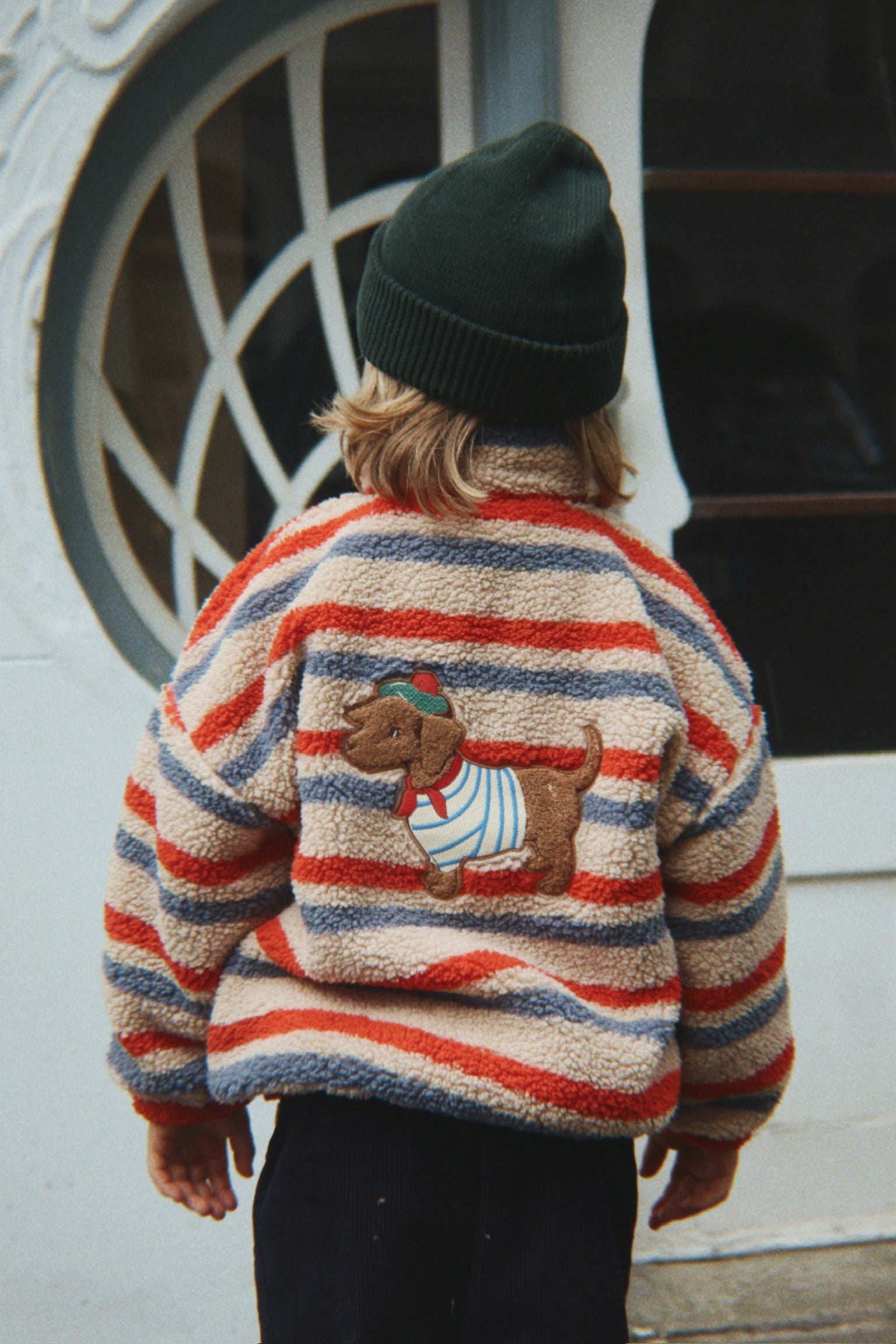 Jody Embroidery Teddy Jacket - Tangerine Stripe