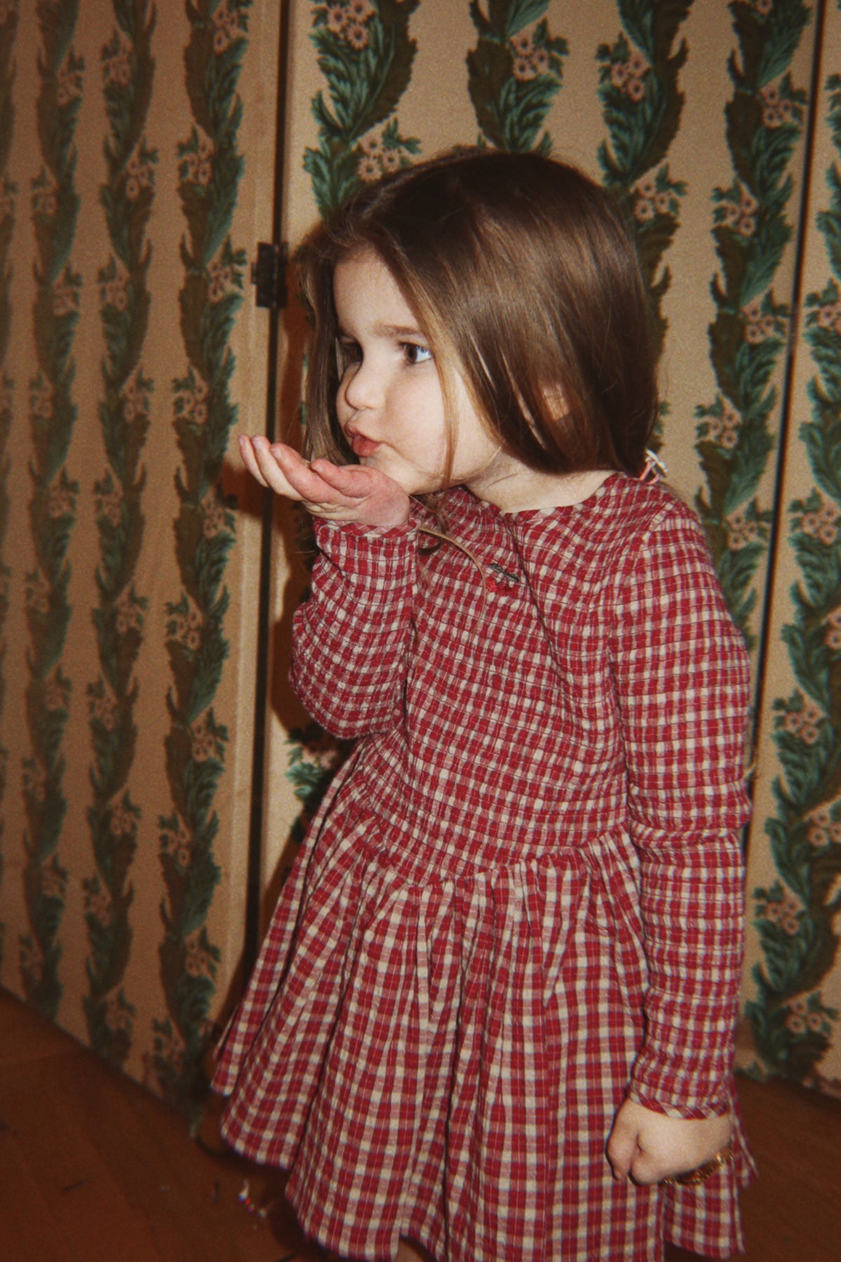 Elin Smock Dress GOTS - Brick Check