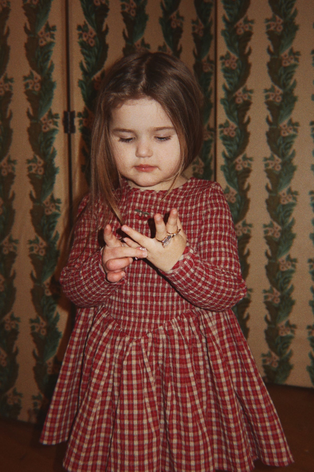 Elin Smock Dress GOTS - Brick Check