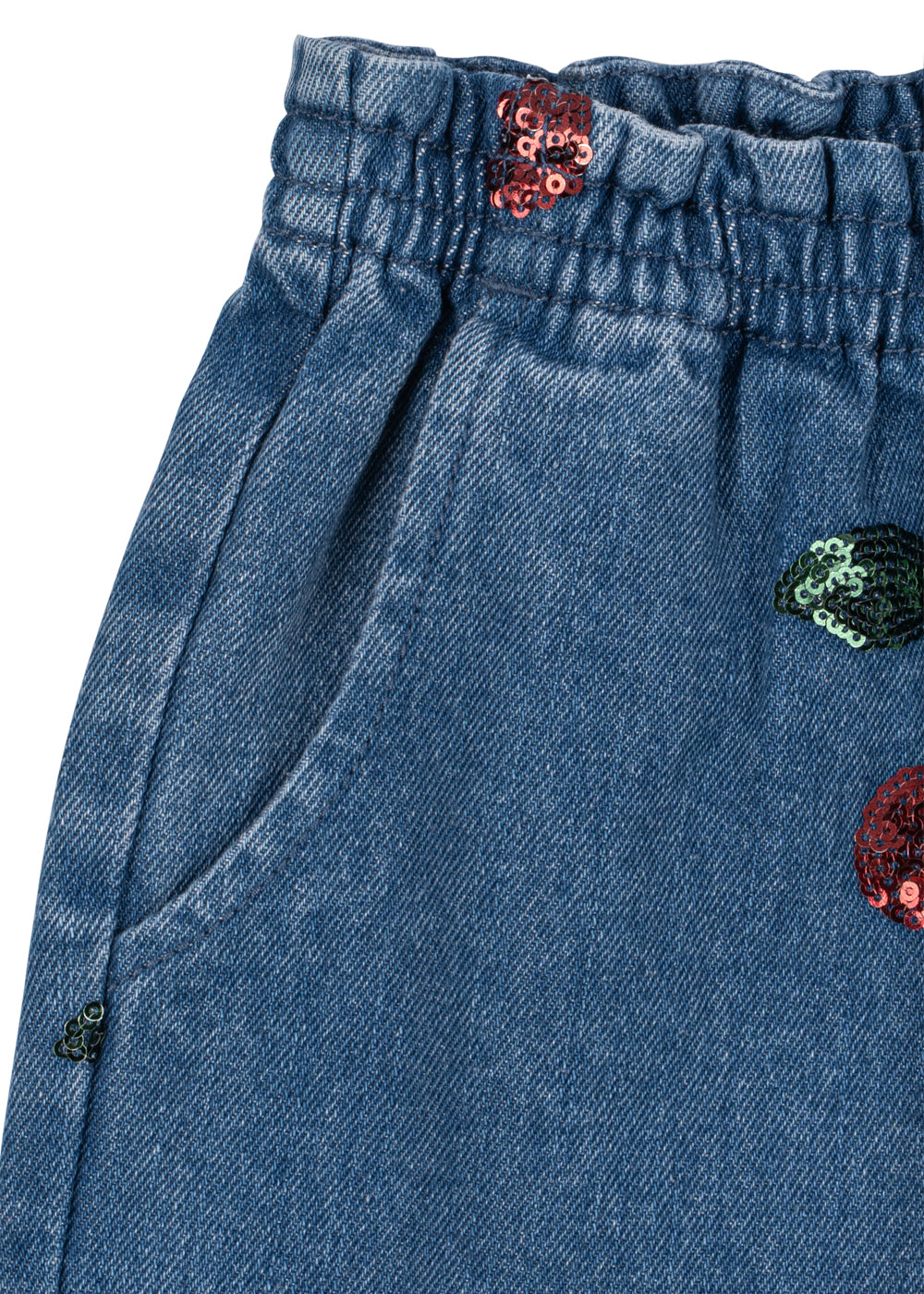 Magot Sequin Frill Pants GOTS - Cherry Sequin