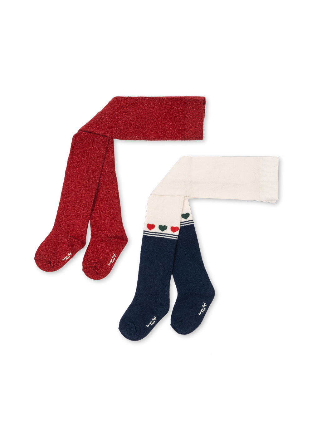 2 Pack Lurex Tights - Heart Mix