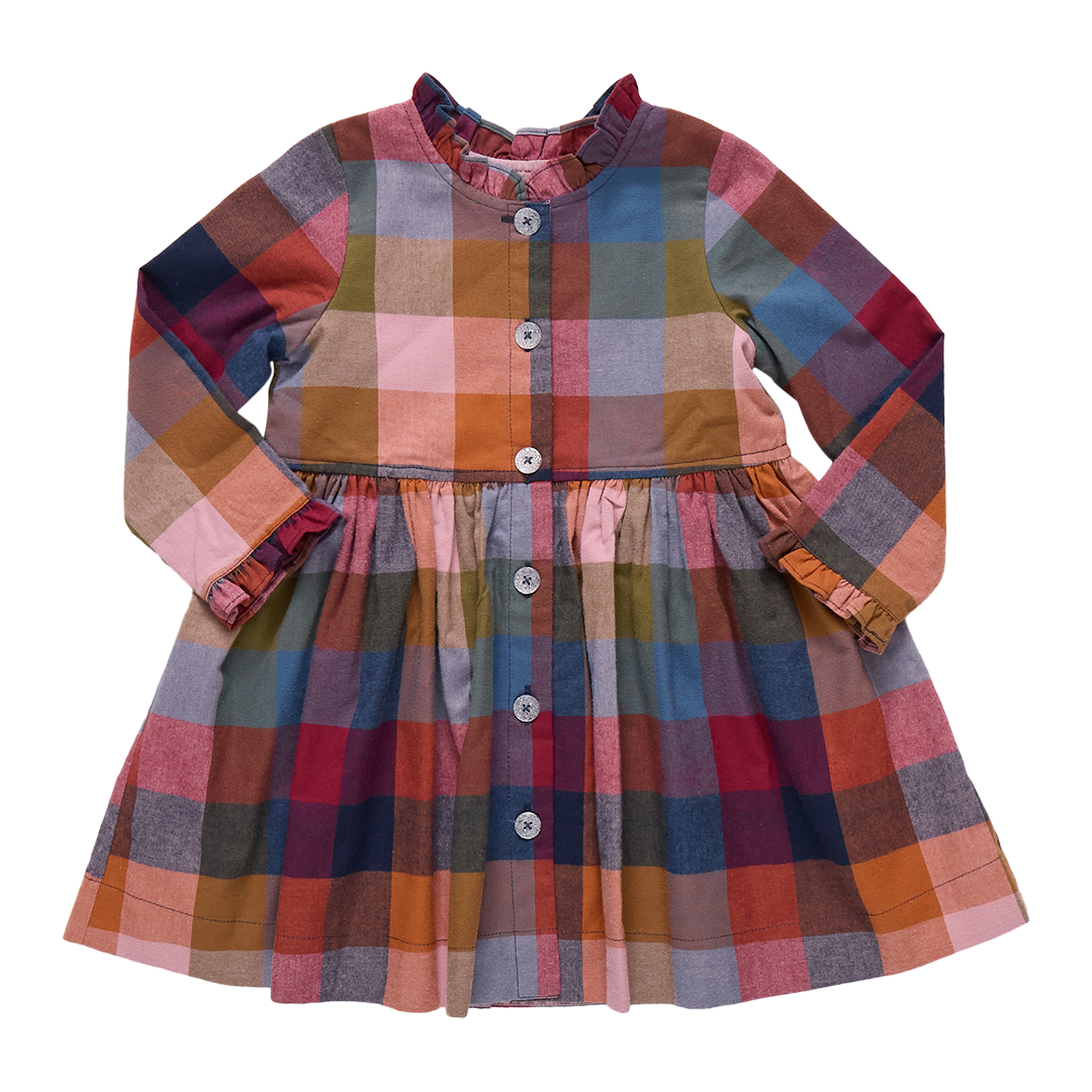 Girls Autumn Dress - Harvest Check