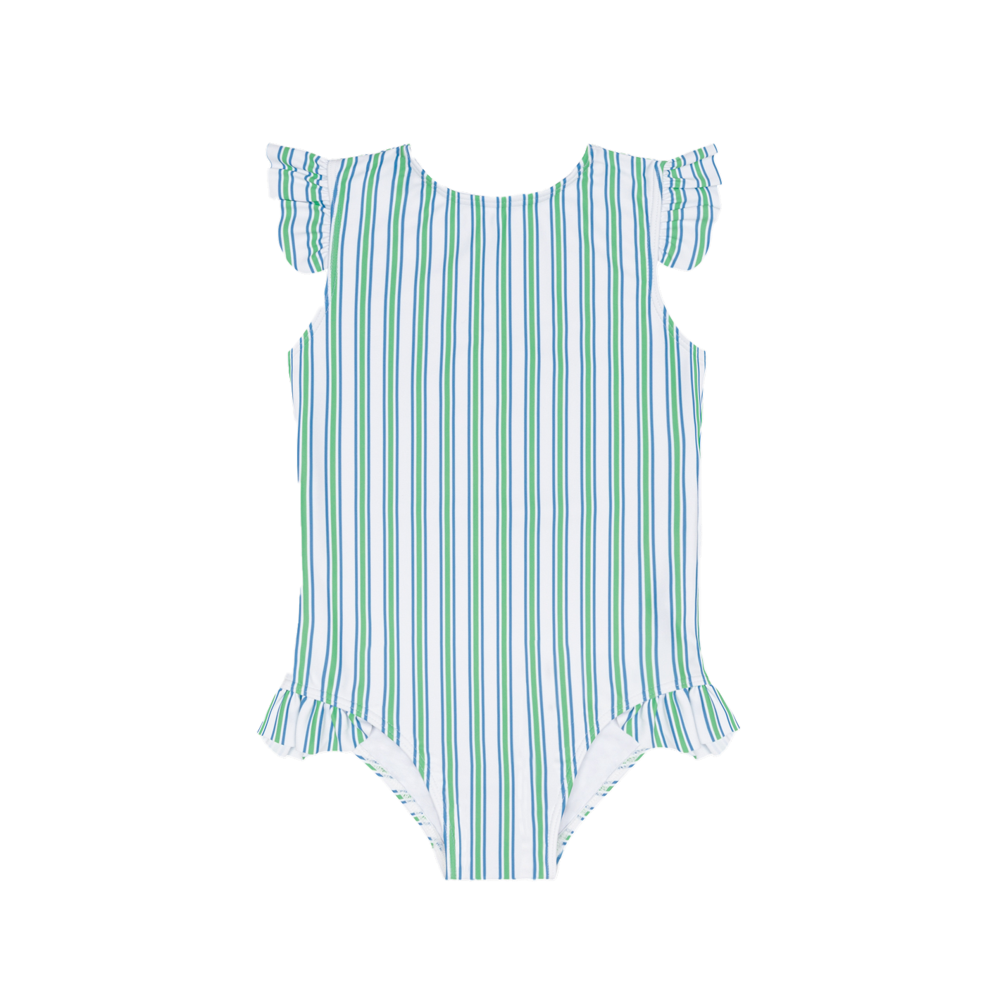 Girls Tamarin Stripe Ruffle Cap Sleeve Rashguard One Piece