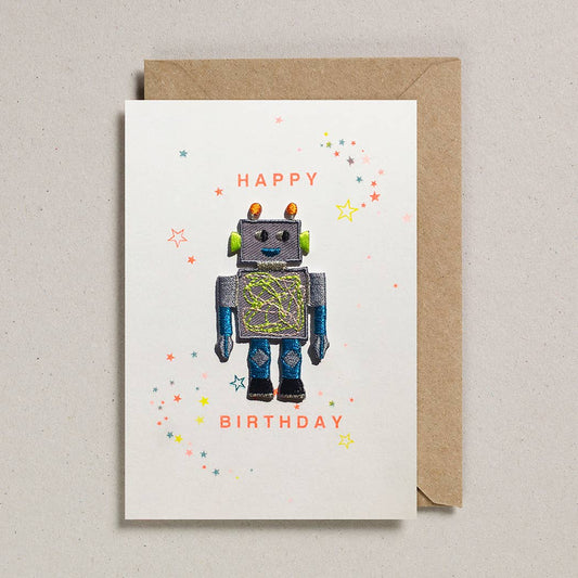 Patch Cards Robot Happy Birthday