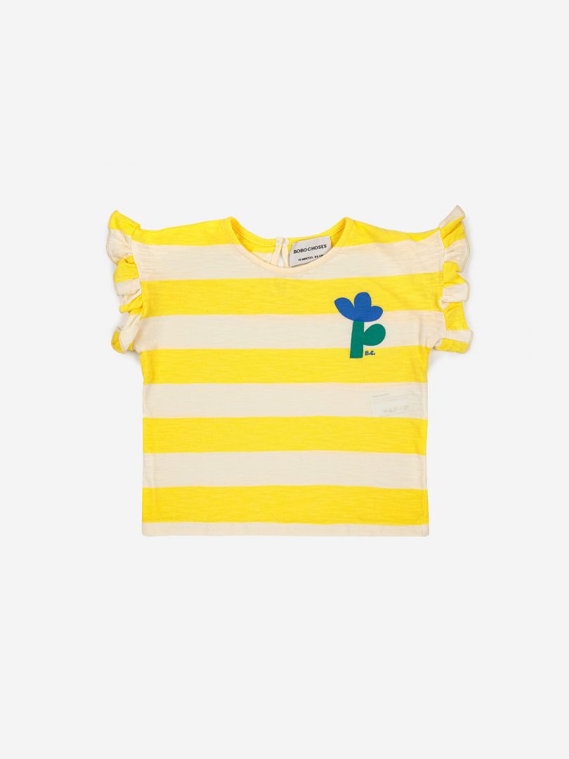 Yellow Stripes ruffle T-shirt