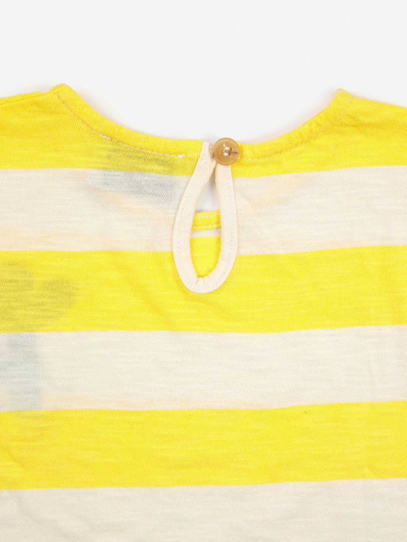 Yellow Stripes ruffle T-shirt