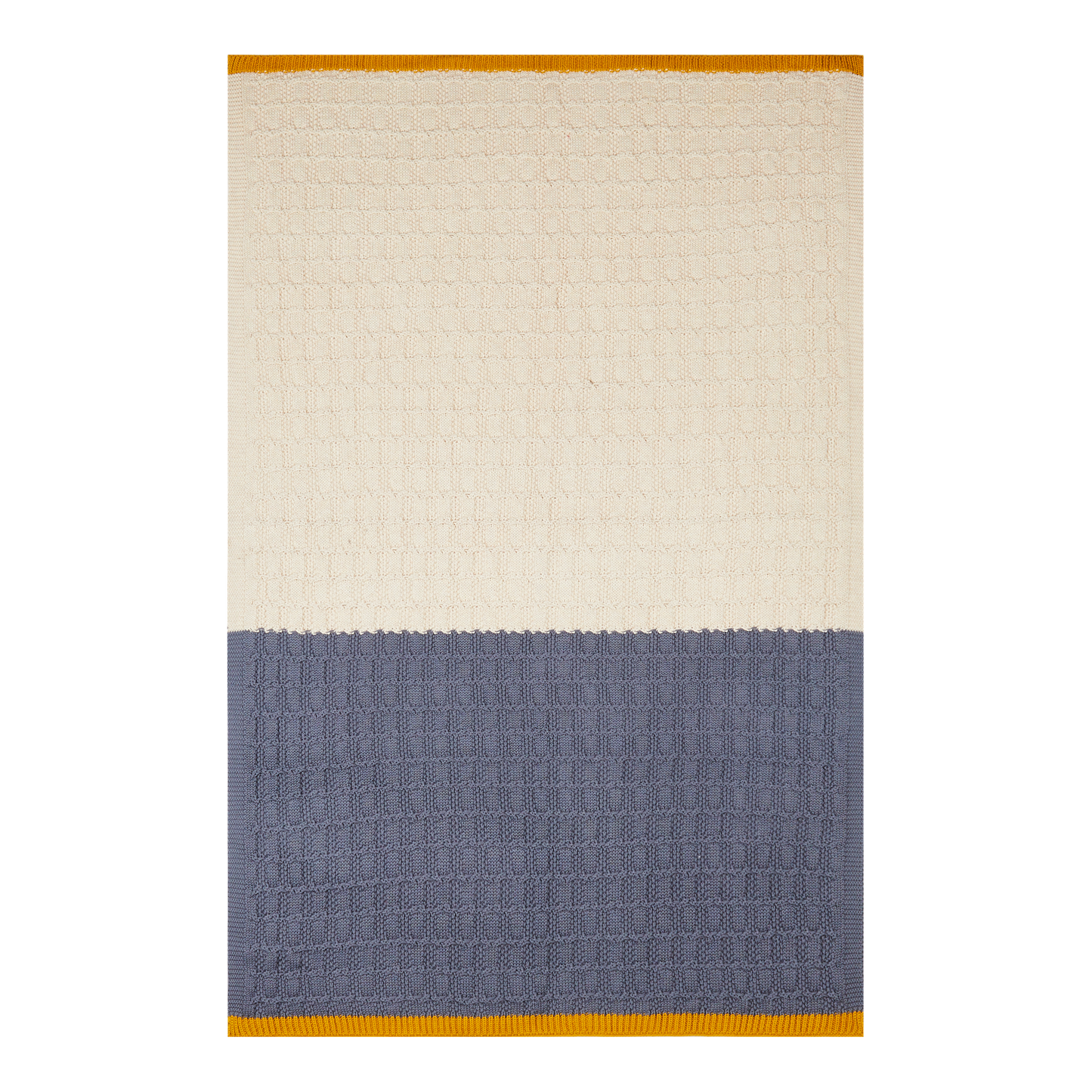 Cotton Knit Stroller Baby Blanket -  Blue & Cream