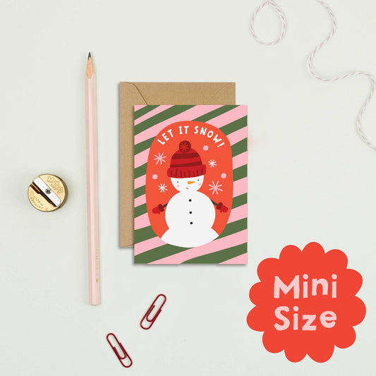 Candy Cane Snowman Mini Christmas Card