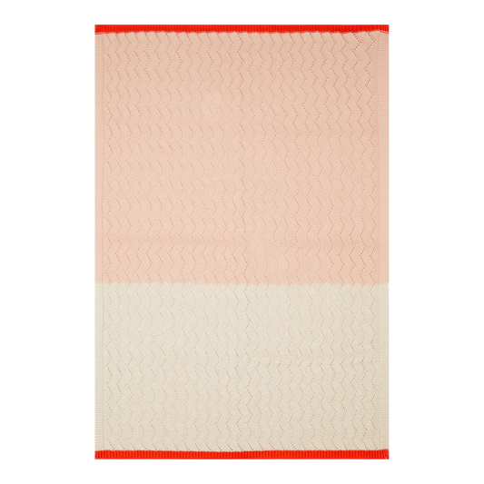 Cotton Knit Stroller Pram Baby Blanket -  Pink & Cream
