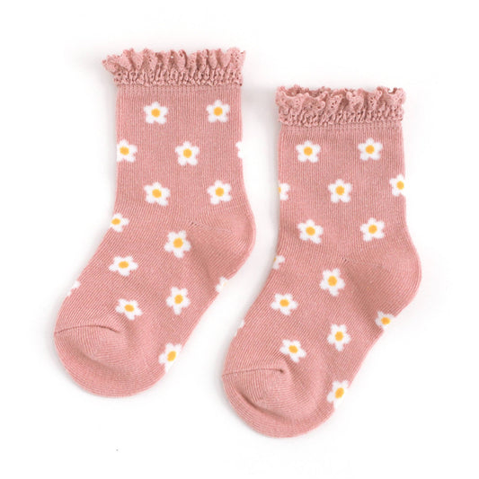 Blush Flowers Lace Midi Sock