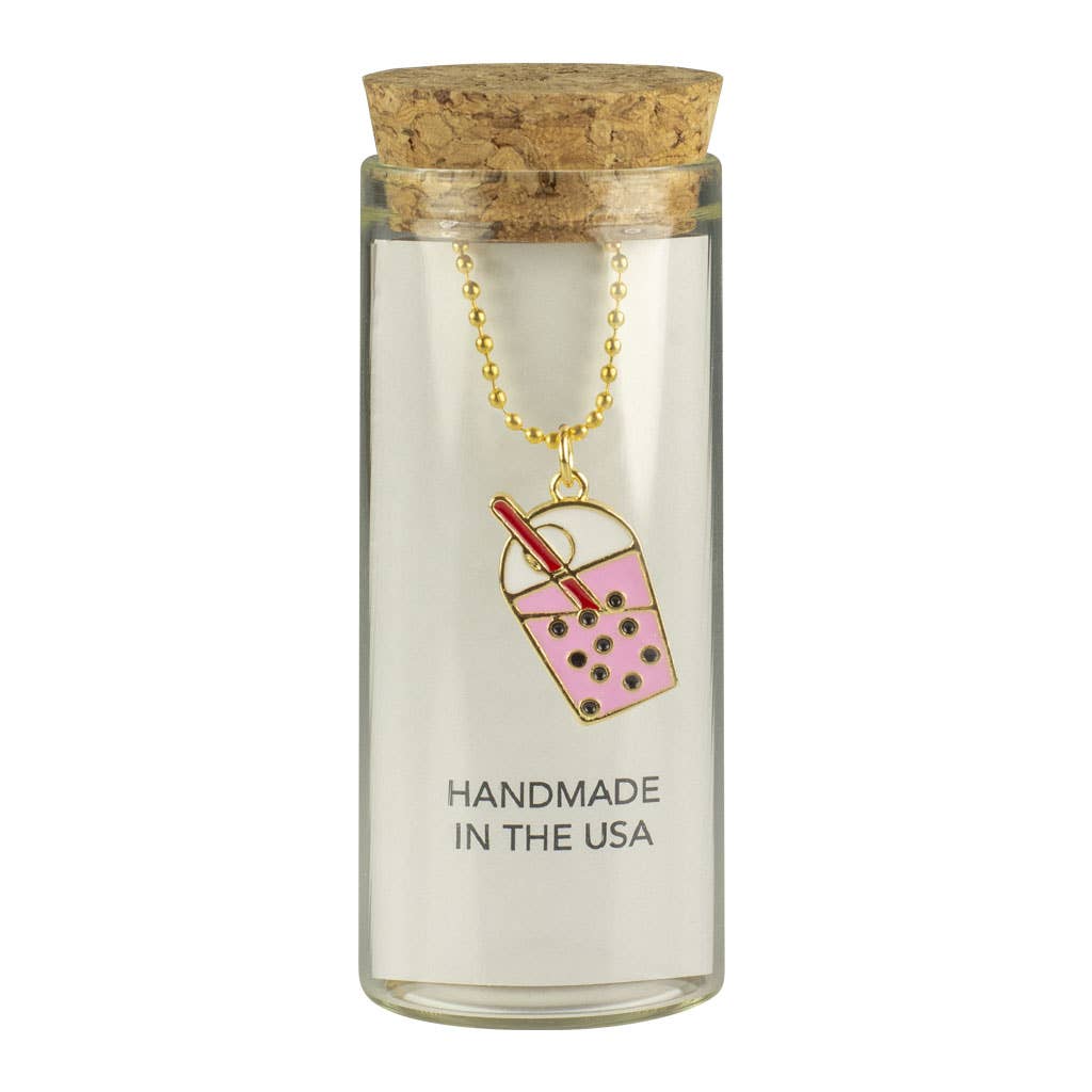 Kids Charm Necklace in a glass bottle drink