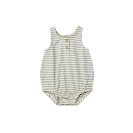 SLEEVELESS BUBBLE ROMPER | PISTACHIO STRIPE