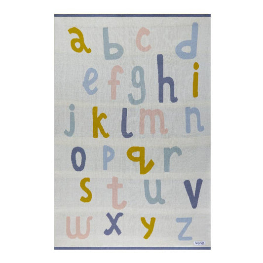 Cotton Knit Stroller Pram Baby Blanket - Alphabet