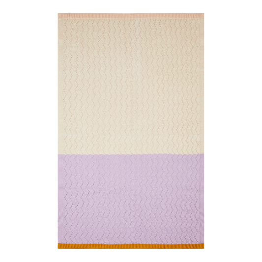 Cotton Knit Stroller Baby Blanket -  Lilac & Cream